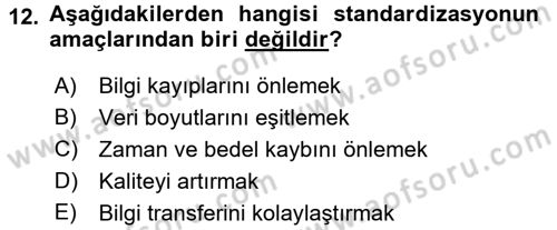 Coğrafi Bilgi Sistemleri Uygulamaları 1 Dersi Ara Sınavı Deneme Sınav Soruları 12. Soru
