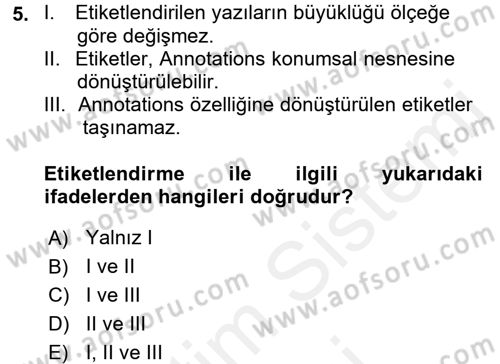 Coğrafi Bilgi Sistemleri Uygulamaları 1 Dersi Dönem Sonu Sınavı Deneme Sınav Soruları 5. Soru