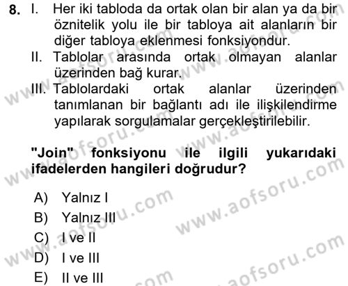 Coğrafi Bilgi Sistemleri Uygulamaları 1 Dersi Dönem Sonu Sınavı Deneme Sınav Soruları 8. Soru