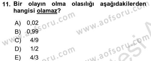 Coğrafi Bilgi Sistemleri İçin Temel Matematik Dersi 2016 - 2017 Yılı (Vize) Ara Sınav Soruları 11. Soru