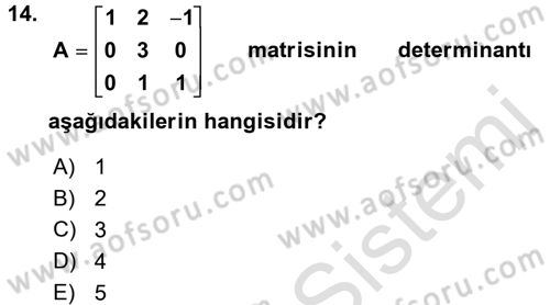 Coğrafi Bilgi Sistemleri İçin Temel Matematik Dersi 2016 - 2017 Yılı (Vize) Ara Sınav Soruları 14. Soru
