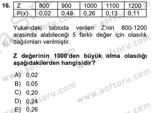 Coğrafi Bilgi Sistemleri İçin Temel Matematik Dersi 2016 - 2017 Yılı (Vize) Ara Sınav Soruları 16. Soru