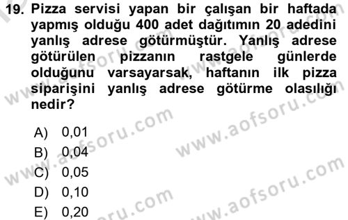 Coğrafi Bilgi Sistemleri İçin Temel Matematik Dersi 2016 - 2017 Yılı (Vize) Ara Sınav Soruları 19. Soru