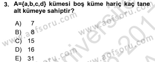 Coğrafi Bilgi Sistemleri İçin Temel Matematik Dersi 2016 - 2017 Yılı (Vize) Ara Sınav Soruları 3. Soru