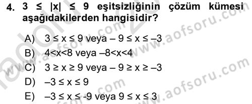 Coğrafi Bilgi Sistemleri İçin Temel Matematik Dersi 2016 - 2017 Yılı (Vize) Ara Sınav Soruları 4. Soru