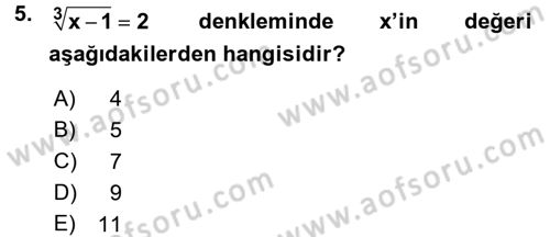 Coğrafi Bilgi Sistemleri İçin Temel Matematik Dersi 2016 - 2017 Yılı (Vize) Ara Sınav Soruları 5. Soru