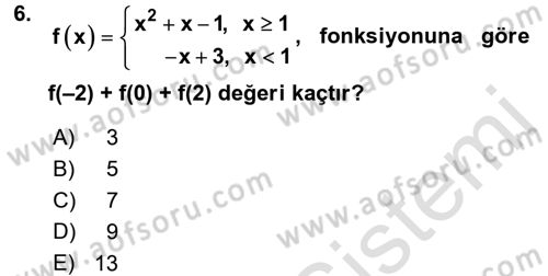 Coğrafi Bilgi Sistemleri İçin Temel Matematik Dersi 2016 - 2017 Yılı (Vize) Ara Sınav Soruları 6. Soru
