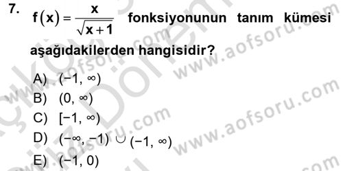 Coğrafi Bilgi Sistemleri İçin Temel Matematik Dersi 2016 - 2017 Yılı (Vize) Ara Sınav Soruları 7. Soru