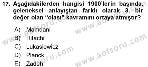 Coğrafi Bilgi Sistemleri İçin Temel Matematik Dersi 2016 - 2017 Yılı (Final) Dönem Sonu Sınav Soruları 17. Soru