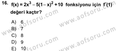 Coğrafi Bilgi Sistemleri İçin Temel Matematik Dersi 2017 - 2018 Yılı 3 Ders Sınavı 16. Soru