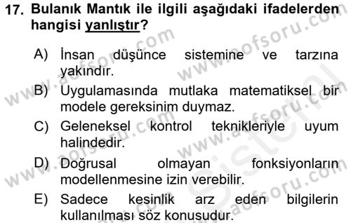 Coğrafi Bilgi Sistemleri İçin Temel Matematik Dersi 2017 - 2018 Yılı 3 Ders Sınavı 17. Soru