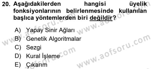 Coğrafi Bilgi Sistemleri İçin Temel Matematik Dersi 2017 - 2018 Yılı 3 Ders Sınavı 20. Soru