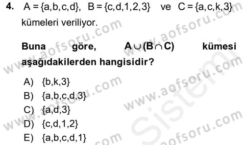 Coğrafi Bilgi Sistemleri İçin Temel Matematik Dersi 2017 - 2018 Yılı 3 Ders Sınavı 4. Soru