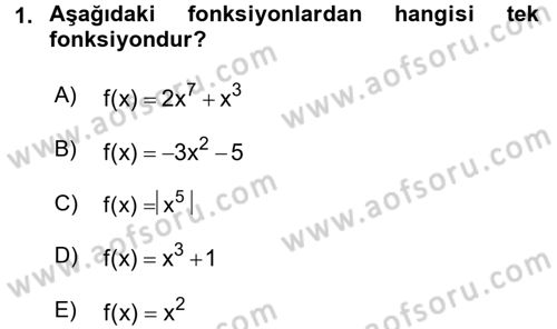 Coğrafi Bilgi Sistemleri İçin Temel Matematik Dersi 2017 - 2018 Yılı (Vize) Ara Sınavı 1. Soru