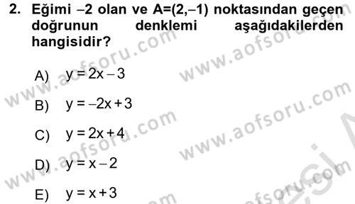 Coğrafi Bilgi Sistemleri İçin Temel Matematik Dersi 2017 - 2018 Yılı (Vize) Ara Sınavı 2. Soru