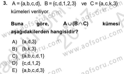 Coğrafi Bilgi Sistemleri İçin Temel Matematik Dersi 2017 - 2018 Yılı (Vize) Ara Sınavı 3. Soru