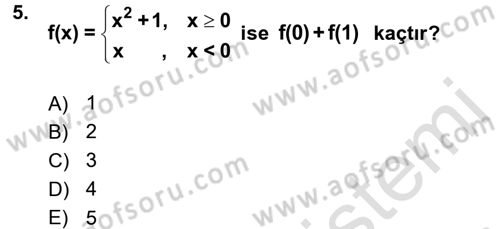 Coğrafi Bilgi Sistemleri İçin Temel Matematik Dersi 2017 - 2018 Yılı (Vize) Ara Sınavı 5. Soru