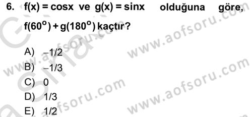 Coğrafi Bilgi Sistemleri İçin Temel Matematik Dersi 2017 - 2018 Yılı (Vize) Ara Sınavı 6. Soru