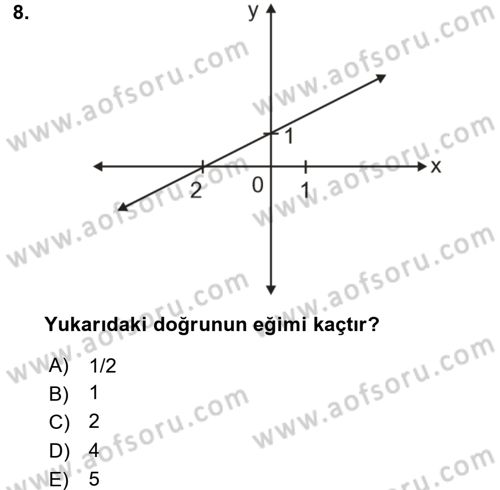 Coğrafi Bilgi Sistemleri İçin Temel Matematik Dersi 2017 - 2018 Yılı (Vize) Ara Sınavı 8. Soru