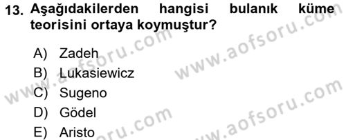 Coğrafi Bilgi Sistemleri İçin Temel Matematik Dersi 2017 - 2018 Yılı (Final) Dönem Sonu Sınav Soruları 13. Soru