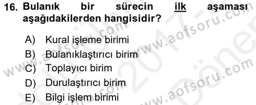 Coğrafi Bilgi Sistemleri İçin Temel Matematik Dersi 2017 - 2018 Yılı (Final) Dönem Sonu Sınav Soruları 16. Soru