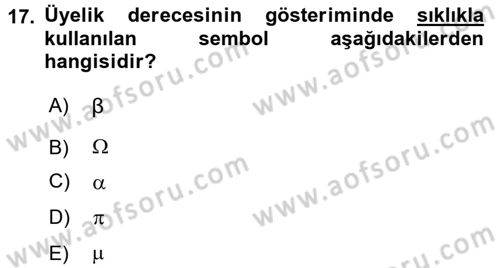 Coğrafi Bilgi Sistemleri İçin Temel Matematik Dersi 2017 - 2018 Yılı (Final) Dönem Sonu Sınav Soruları 17. Soru