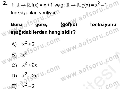 Coğrafi Bilgi Sistemleri İçin Temel Matematik Dersi 2017 - 2018 Yılı (Final) Dönem Sonu Sınav Soruları 2. Soru