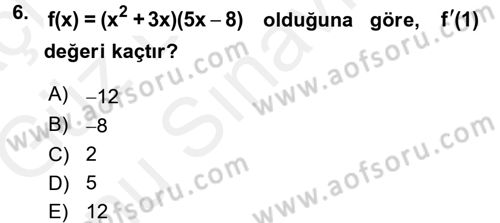 Coğrafi Bilgi Sistemleri İçin Temel Matematik Dersi 2017 - 2018 Yılı (Final) Dönem Sonu Sınav Soruları 6. Soru