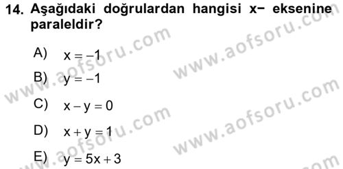 Coğrafi Bilgi Sistemleri İçin Temel Geometri Dersi 2016 - 2017 Yılı (Final) Dönem Sonu Sınavı 14. Soru