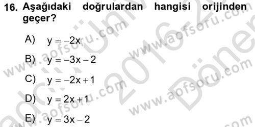 Coğrafi Bilgi Sistemleri İçin Temel Geometri Dersi 2016 - 2017 Yılı (Final) Dönem Sonu Sınavı 16. Soru