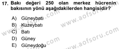 Coğrafi Bilgi Sistemleri İçin Temel Geometri Dersi 2016 - 2017 Yılı (Final) Dönem Sonu Sınavı 17. Soru