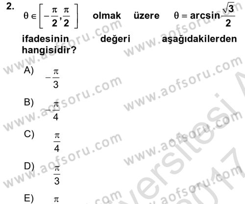 Coğrafi Bilgi Sistemleri İçin Temel Geometri Dersi 2016 - 2017 Yılı (Final) Dönem Sonu Sınavı 2. Soru