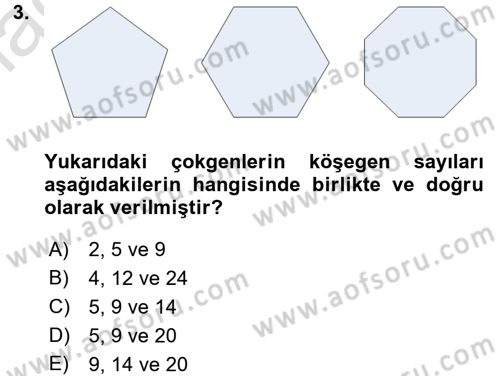 Coğrafi Bilgi Sistemleri İçin Temel Geometri Dersi 2016 - 2017 Yılı (Final) Dönem Sonu Sınavı 3. Soru