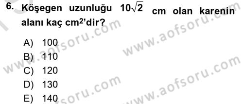 Coğrafi Bilgi Sistemleri İçin Temel Geometri Dersi 2016 - 2017 Yılı (Final) Dönem Sonu Sınavı 6. Soru