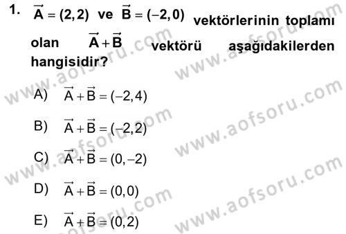 Coğrafi Bilgi Sistemleri İçin Temel Geometri Dersi 2017 - 2018 Yılı (Vize) Ara Sınavı 1. Soru