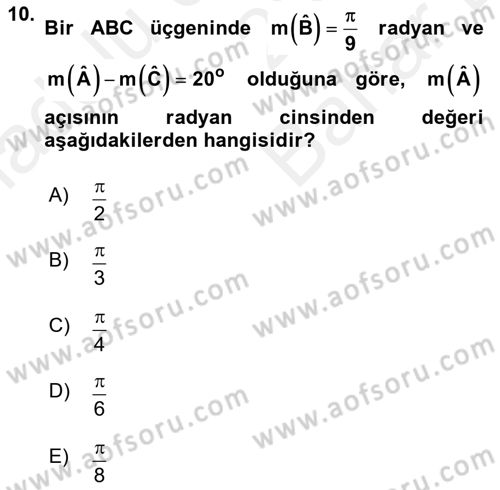 Coğrafi Bilgi Sistemleri İçin Temel Geometri Dersi 2017 - 2018 Yılı (Vize) Ara Sınavı 10. Soru