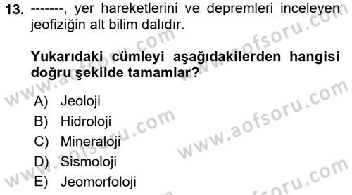 Coğrafi Bilgi Sistemleri İçin Temel Geometri Dersi 2017 - 2018 Yılı (Vize) Ara Sınavı 13. Soru