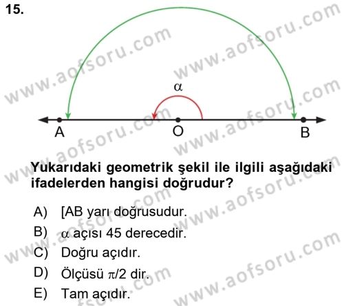 Coğrafi Bilgi Sistemleri İçin Temel Geometri Dersi 2017 - 2018 Yılı (Vize) Ara Sınavı 15. Soru