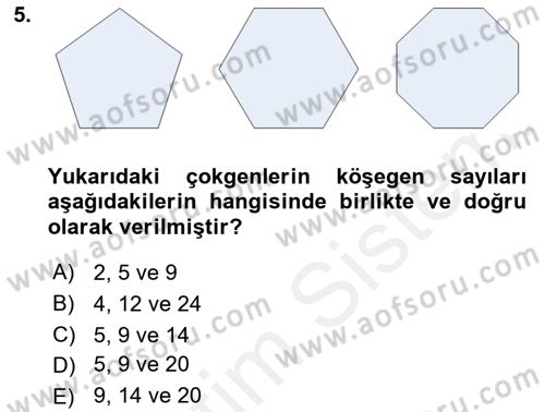 Coğrafi Bilgi Sistemleri İçin Temel Geometri Dersi 2017 - 2018 Yılı (Vize) Ara Sınavı 5. Soru