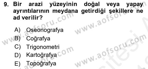 Coğrafi Bilgi Sistemleri İçin Temel Geometri Dersi 2017 - 2018 Yılı (Vize) Ara Sınavı 9. Soru