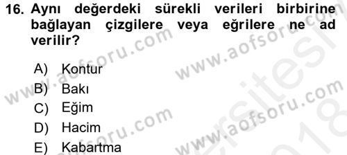 Coğrafi Bilgi Sistemleri İçin Temel Geometri Dersi 2017 - 2018 Yılı (Final) Dönem Sonu Sınavı 16. Soru