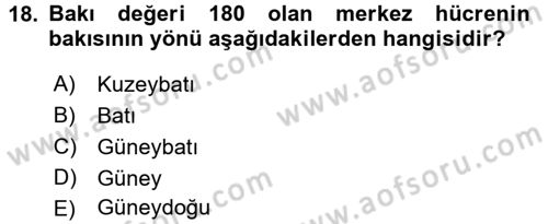 Coğrafi Bilgi Sistemleri İçin Temel Geometri Dersi 2017 - 2018 Yılı (Final) Dönem Sonu Sınavı 18. Soru