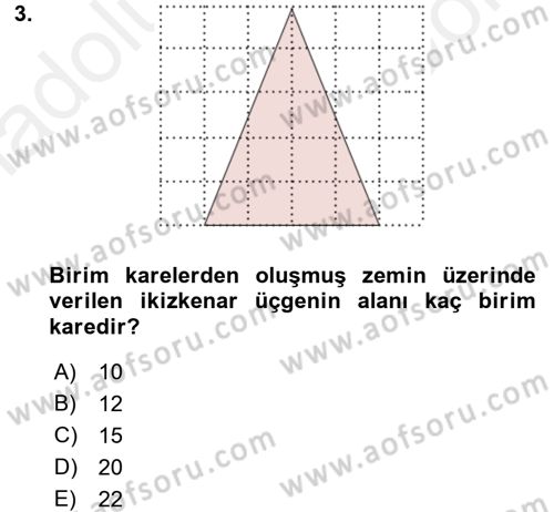 Coğrafi Bilgi Sistemleri İçin Temel Geometri Dersi 2017 - 2018 Yılı (Final) Dönem Sonu Sınavı 3. Soru