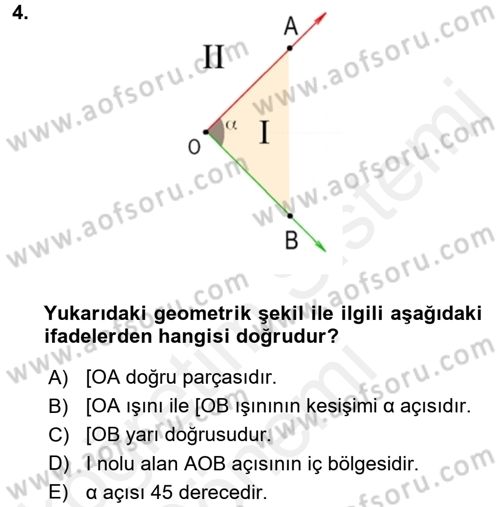 Coğrafi Bilgi Sistemleri İçin Temel Geometri Dersi 2017 - 2018 Yılı (Final) Dönem Sonu Sınavı 4. Soru