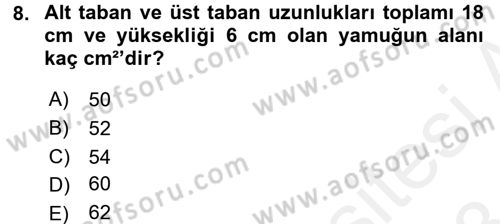 Coğrafi Bilgi Sistemleri İçin Temel Geometri Dersi 2017 - 2018 Yılı (Final) Dönem Sonu Sınavı 8. Soru