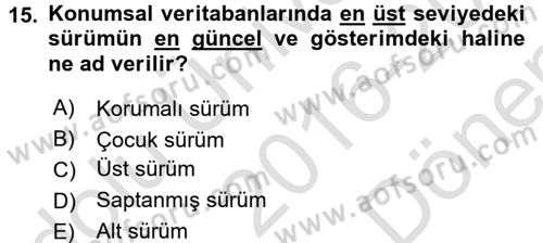 Konumsal Veritabanı 2 Dersi 2016 - 2017 Yılı (Final) Dönem Sonu Sınav Soruları 15. Soru