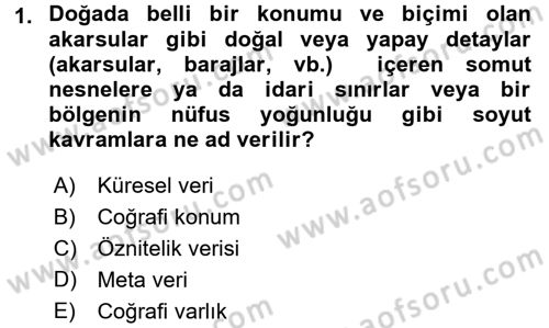 Konumsal Veritabanı 2 Dersi 2017 - 2018 Yılı (Vize) Ara Sınav Soruları 1. Soru