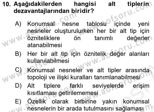 Konumsal Veritabanı 2 Dersi 2017 - 2018 Yılı (Vize) Ara Sınav Soruları 10. Soru