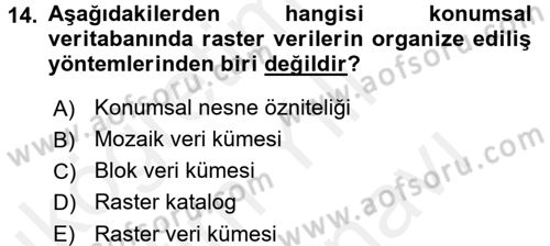 Konumsal Veritabanı 2 Dersi 2017 - 2018 Yılı (Vize) Ara Sınav Soruları 14. Soru