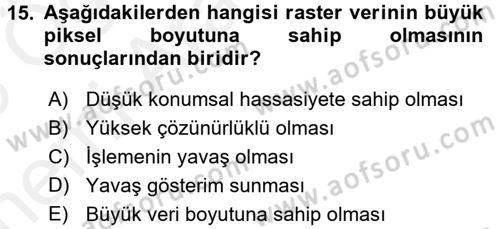 Konumsal Veritabanı 2 Dersi 2017 - 2018 Yılı (Vize) Ara Sınav Soruları 15. Soru